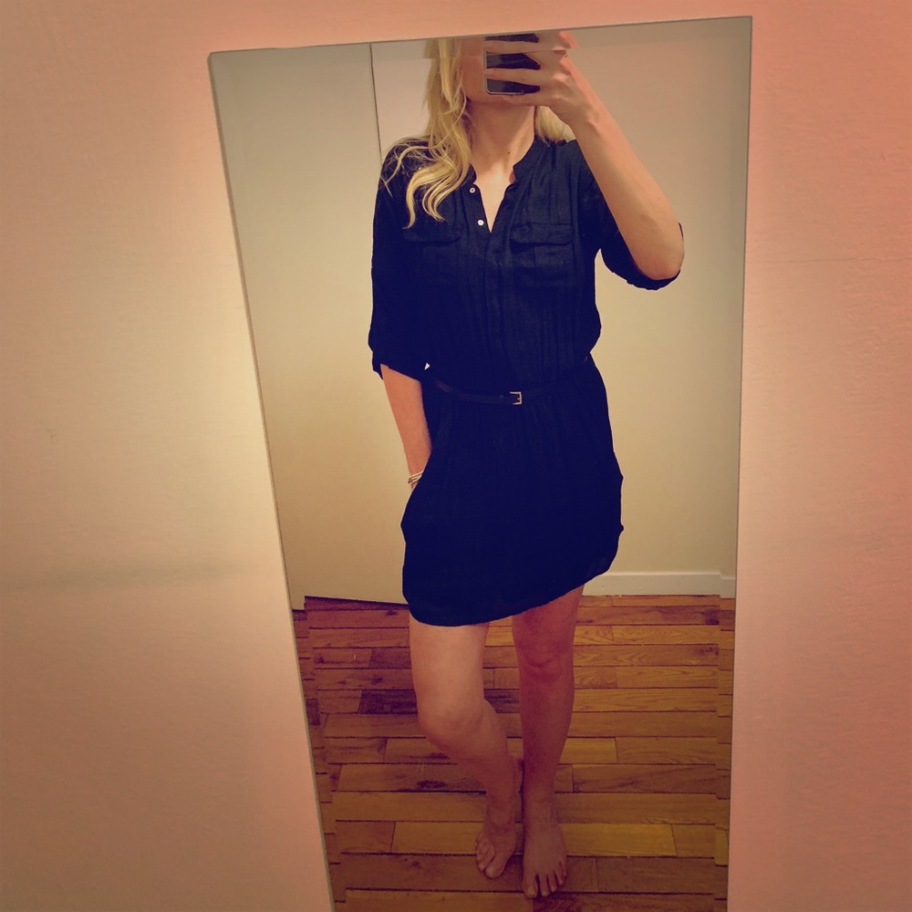 Black cute all season midi dress from Zara